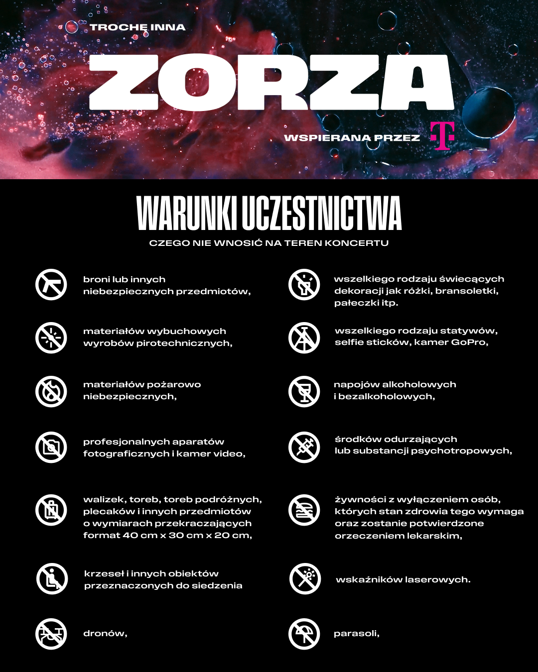 Czego nie wnosić na teren festiwalu